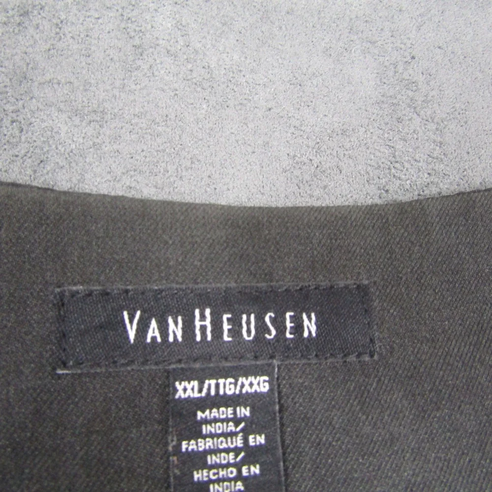 Van Heusen Suit Vest Men XXL Black Formal Button Front Adjustable Back 00656